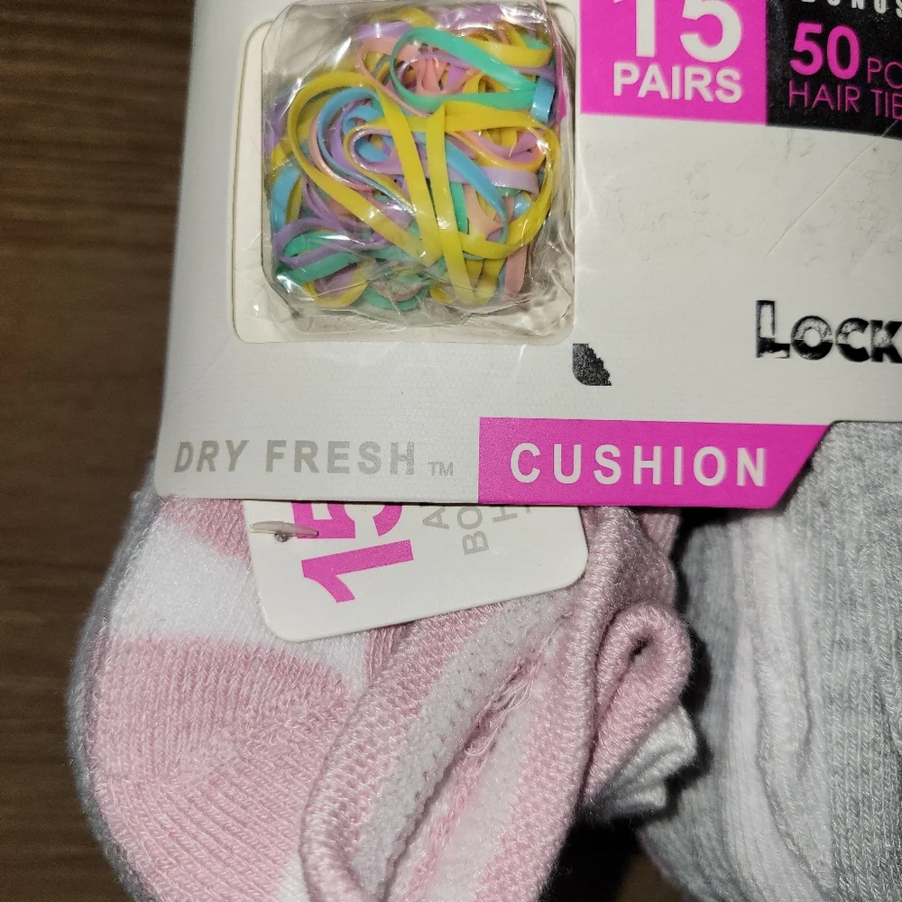 Locker Room Cushion 15 Pairs Girls Ankle Dry Fresh Socks Multi Colors New
